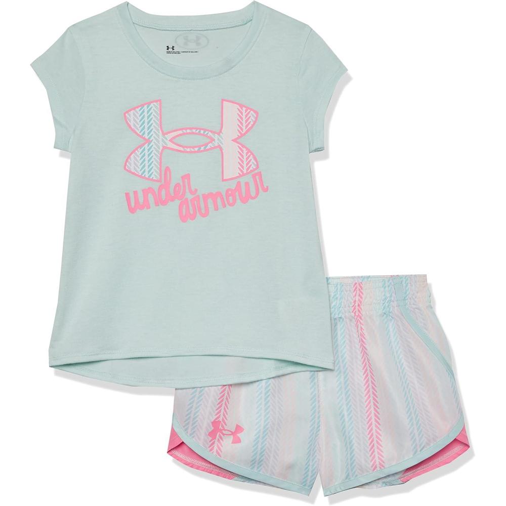 imageUnder Armour babygirls Ua Terrazzo Leopard Heart SetShort SetSea Mist Logo Sp22