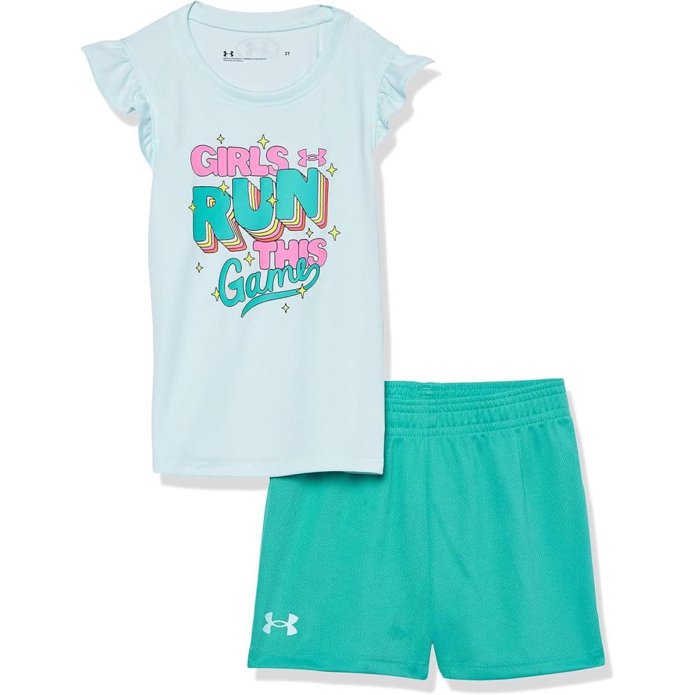 imageUnder Armour babygirls Ua Terrazzo Leopard Heart SetShort SetSea Mist Sp22