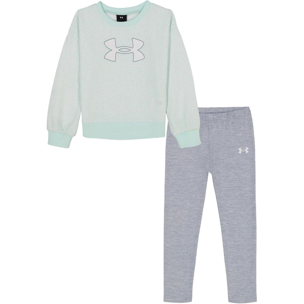 imageUnder Armour babygirls Ua Terrazzo Leopard Heart SetShort SetSeaglass Blue Printed Crewneck