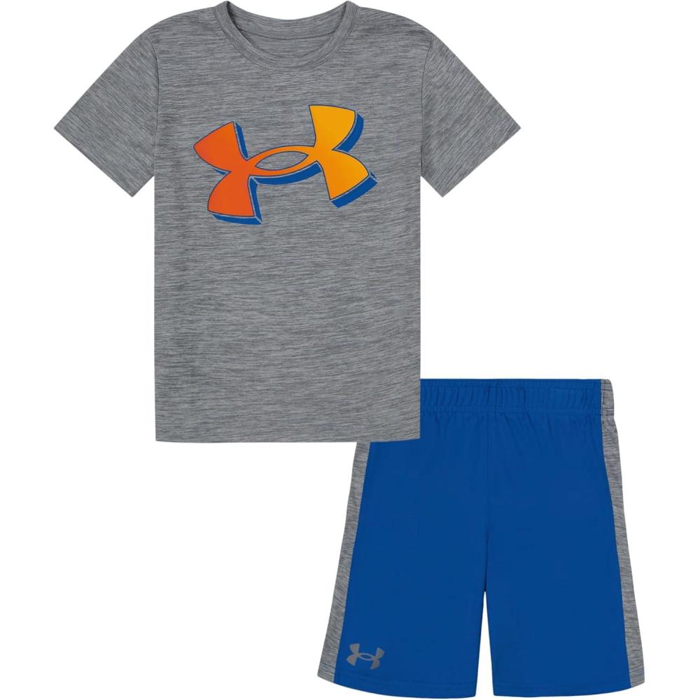 imageUnder Armour babygirls Ua Terrazzo Leopard Heart SetShort SetSteelOrange Gradient