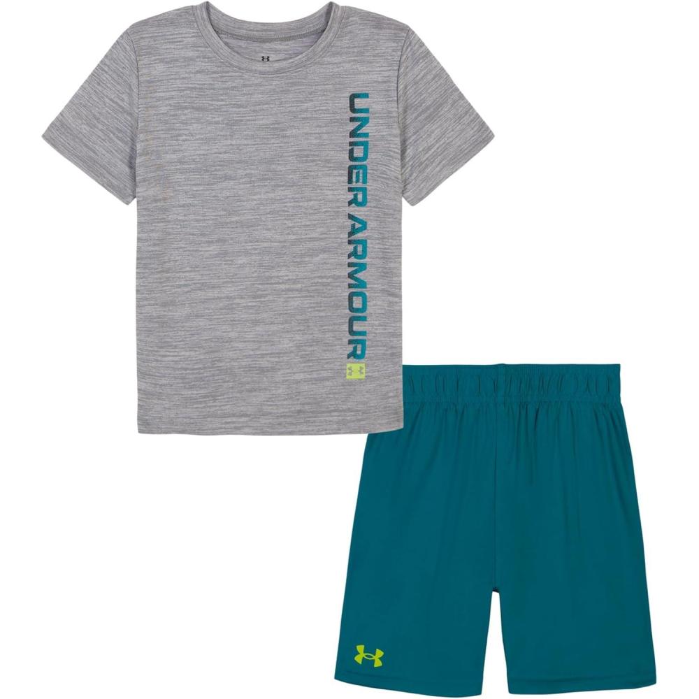 imageUnder Armour babygirls Ua Terrazzo Leopard Heart SetShort SetTealGray Wordmark
