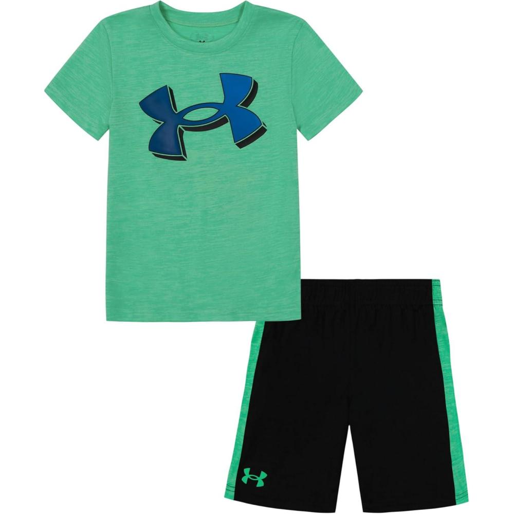 imageUnder Armour babygirls Ua Terrazzo Leopard Heart SetShort SetVapor GreenBlue Gradient