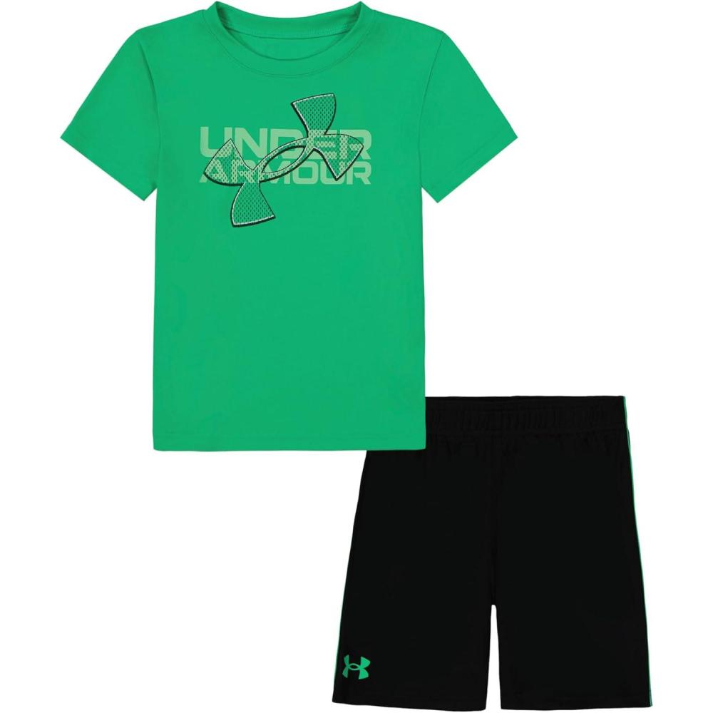 imageUnder Armour babygirls Ua Terrazzo Leopard Heart SetShort SetVaporMatrix Green