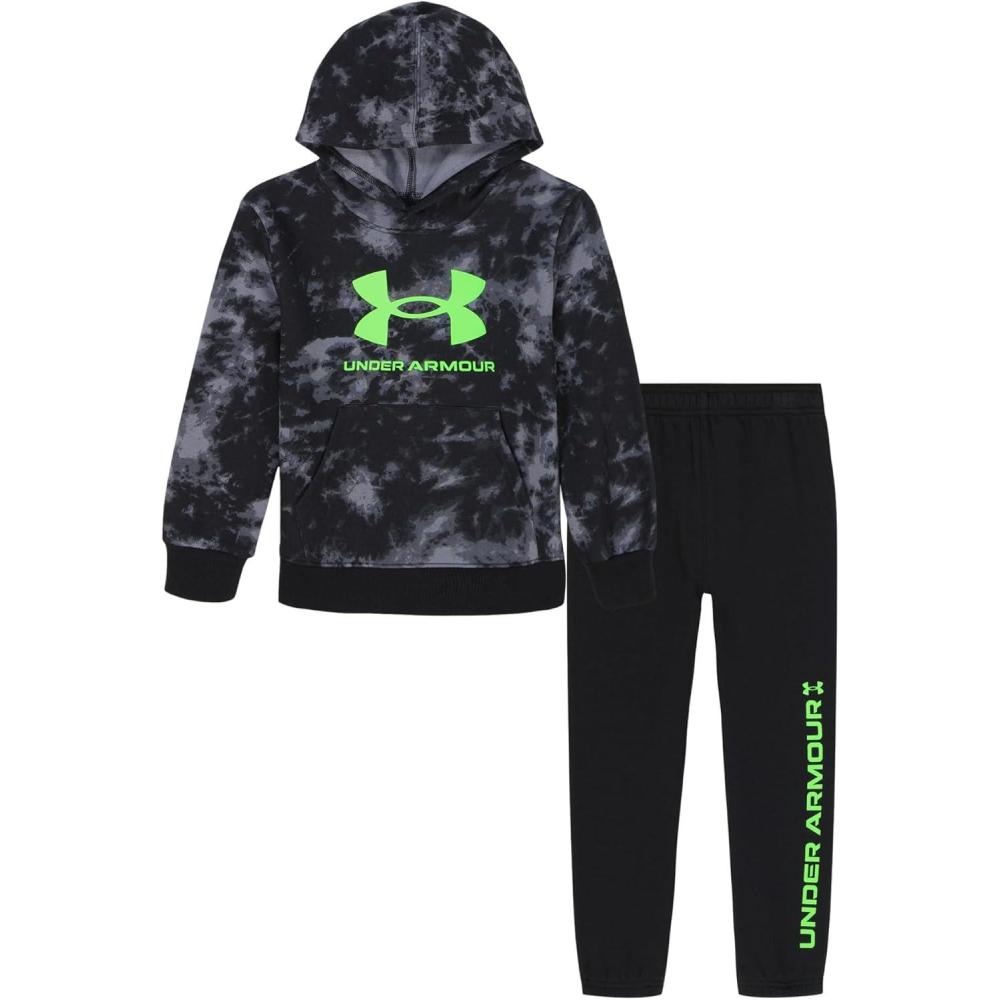 imageUnder Armour boys Hoodie Set Bottoms ampamp Hoodie Lightweight ampamp Relaxed Fit Zip UpBlack All Over Print