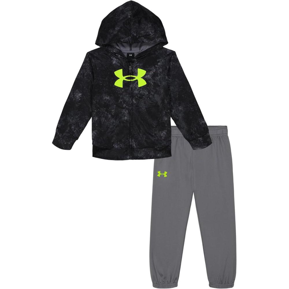 imageUnder Armour boys Hoodie Set Bottoms ampamp Hoodie Lightweight ampamp Relaxed Fit Zip UpBlack Erode Print