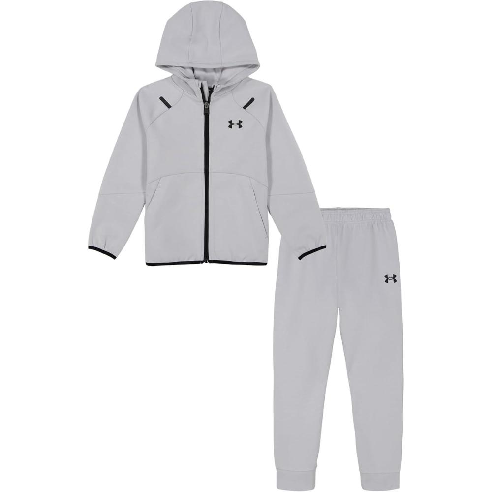 imageUnder Armour boys Hoodie Set Bottoms ampamp Hoodie Lightweight ampamp Relaxed Fit Zip UpMod Gray  Double Knit