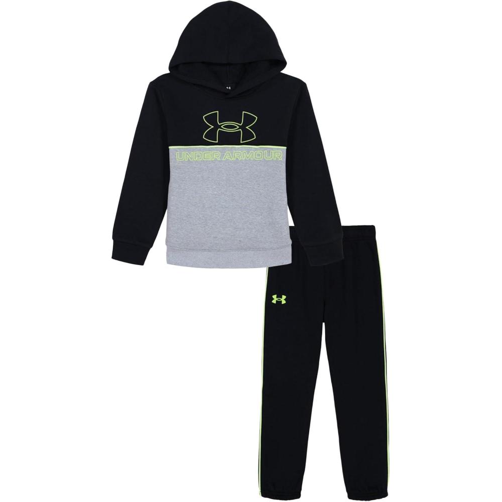 imageUnder Armour boys Short Sleeve Tee and Jogger SetBlackGrey Colorblock