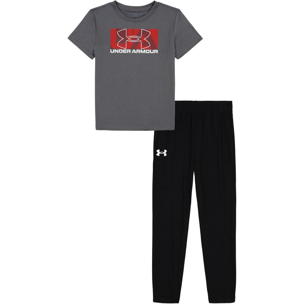imageUnder Armour boys Short Sleeve Tee and Jogger SetCastlerockRed
