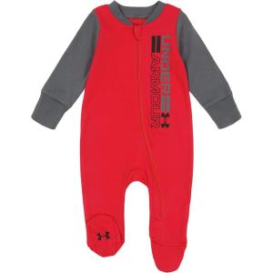 imageUnder Armour Baby Boys Coverall Footie Zipup Closure Logo ampamp Printed DesignsRed Raglan