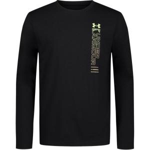 imageUnder Armour Boys Outdoor Long Sleeve Tee Stylish Crew Neckline Cute Full FitBlack  Vertical Logo