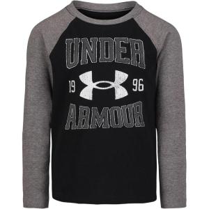 imageUnder Armour Boys Outdoor Long Sleeve Tee Stylish Crew Neckline Cute Full FitBlack Collegiate Logo