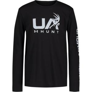 imageUnder Armour Boys Outdoor Long Sleeve Tee Stylish Crew Neckline Cute Full FitBlack Hunt Logo