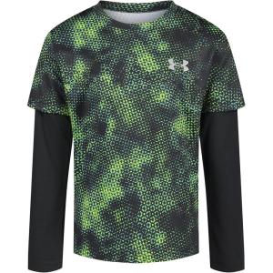 imageUnder Armour Boys Outdoor Long Sleeve Tee Stylish Crew Neckline Cute Full FitBlack Multi Micro Print