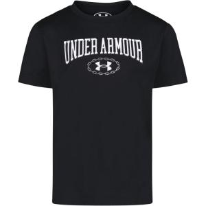 imageUnder Armour Boys Outdoor Long Sleeve Tee Stylish Crew Neckline Cute Full FitBlack Tech Wordmark