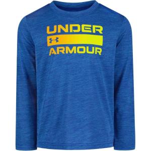 imageUnder Armour Boys Outdoor Long Sleeve Tee Stylish Crew Neckline Cute Full FitBlue Atlantis Stacked Logo