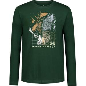 imageUnder Armour Boys Outdoor Long Sleeve Tee Stylish Crew Neckline Cute Full FitForest Green