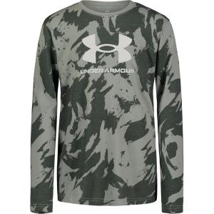 imageUnder Armour Boys Outdoor Long Sleeve Tee Stylish Crew Neckline Cute Full FitGrove Green Plume Wave
