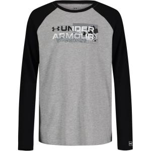 imageUnder Armour Boys Outdoor Long Sleeve Tee Stylish Crew Neckline Cute Full FitMod Gray Wordmark