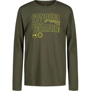 imageUnder Armour Boys Outdoor Long Sleeve Tee Stylish Crew Neckline Cute Full FitOd Green Terrain