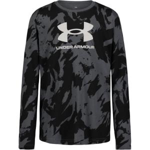 imageUnder Armour Boys Outdoor Long Sleeve Tee Stylish Crew Neckline Cute Full FitPitch Gray Plume Wave