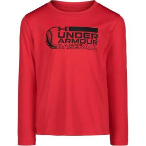 imageUnder Armour Boys Outdoor Long Sleeve Tee Stylish Crew Neckline Cute Full FitRed Baseball