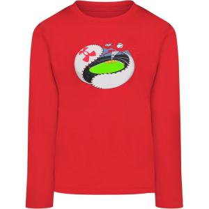 imageUnder Armour Boys Outdoor Long Sleeve Tee Stylish Crew Neckline Cute Full FitRed Baseball Unzip