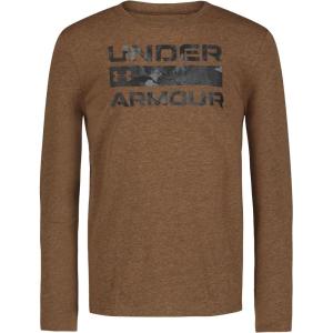 imageUnder Armour Boys Outdoor Long Sleeve Tee Stylish Crew Neckline Cute Full FitStacked Camel