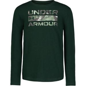imageUnder Armour Boys Outdoor Long Sleeve Tee Stylish Crew Neckline Cute Full FitStacked Forest Green
