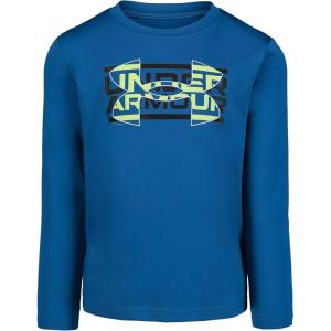 imageUnder Armour Boys Outdoor Long Sleeve Tee Stylish Crew Neckline Cute Full FitTech Blue Layered Logo