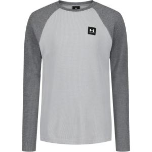 imageUnder Armour Boys Outdoor Long Sleeve Tee Stylish Crew Neckline Cute Full FitThermal Raglan GreyBlack