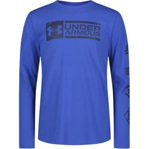 imageUnder Armour Boys Outdoor Long Sleeve Tee Stylish Crew Neckline Cute Full FitVersa Blue Graphic