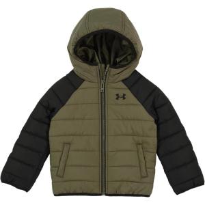 imageUnder Armour Boys Pronto Puffer Jacket MidWeight Zip Up Closure Repels WaterMarine Green Raglan
