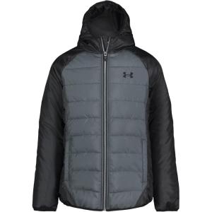 imageUnder Armour Boys Pronto Puffer Jacket MidWeight Zip Up Closure Repels WaterPitch Graycore