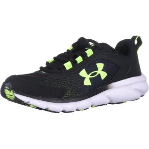 imageUnder Armour UnisexBaby Grade School Assert 9 Running Shoe006 BlackStatic BlueLime Surge