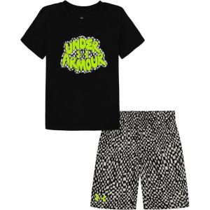 imageUnder Armour babygirls Ua Terrazzo Leopard Heart SetShort SetBlack Checker