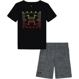 imageUnder Armour babygirls Ua Terrazzo Leopard Heart SetShort SetBlack GradientGray Twist