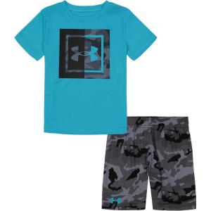 imageUnder Armour babygirls Ua Terrazzo Leopard Heart SetShort SetBlue Surf Woodland