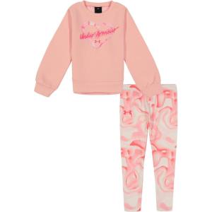 imageUnder Armour babygirls Ua Terrazzo Leopard Heart SetShort SetPink Fizz Crewneck