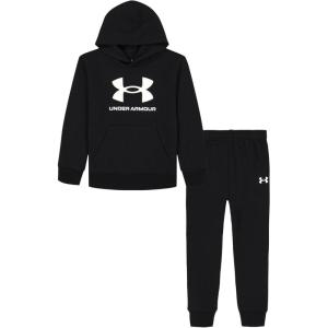 imageUnder Armour boys Hoodie Set Bottoms ampamp Hoodie Lightweight ampamp Relaxed Fit Zip UpBlack Big Logo
