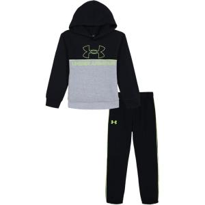 imageUnder Armour boys Hoodie Set Bottoms ampamp Hoodie Lightweight ampamp Relaxed Fit Zip UpBlackGrey Colorblock