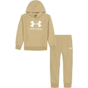 imageUnder Armour boys Hoodie Set Bottoms ampamp Hoodie Lightweight ampamp Relaxed Fit Zip UpField Khaki Big Logo