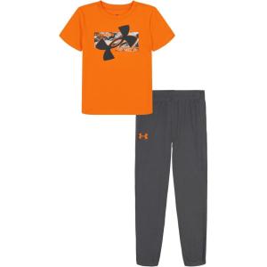 imageUnder Armour boys Hoodie Set Bottoms ampamp Hoodie Lightweight ampamp Relaxed Fit Zip UpTeam OrangePitch Gray