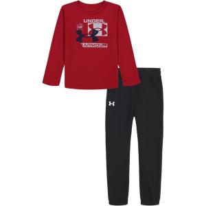 imageUnder Armour boys Short Sleeve Tee and Jogger SetRed Layered Logo