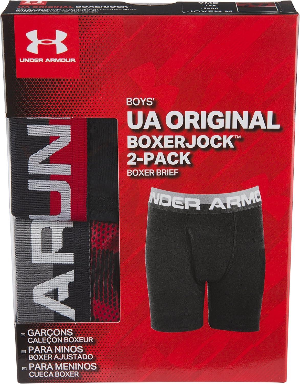 imageUnder Armour Boys Big Performance Boxer Briefs Lightweight ampamp Smooth Stretch FitRedBlack Print