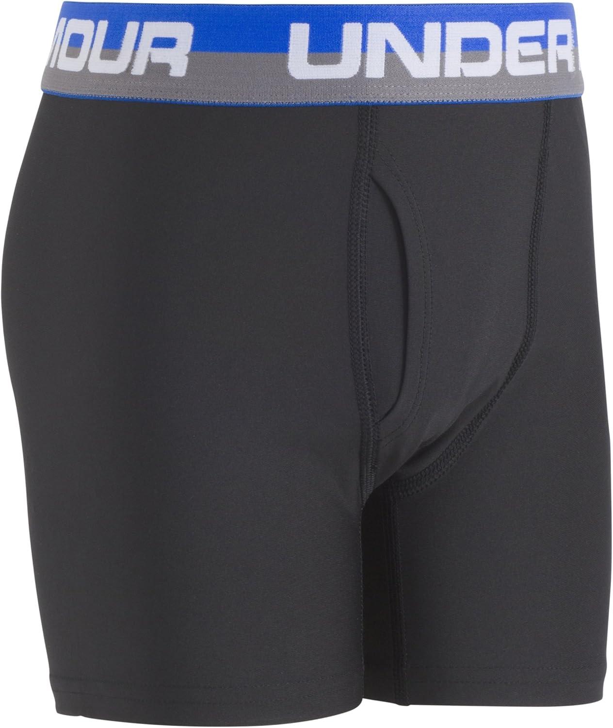 imageUnder Armour Boys Big Performance Boxer Briefs Lightweight ampamp Smooth Stretch FitUltra BlueBlack