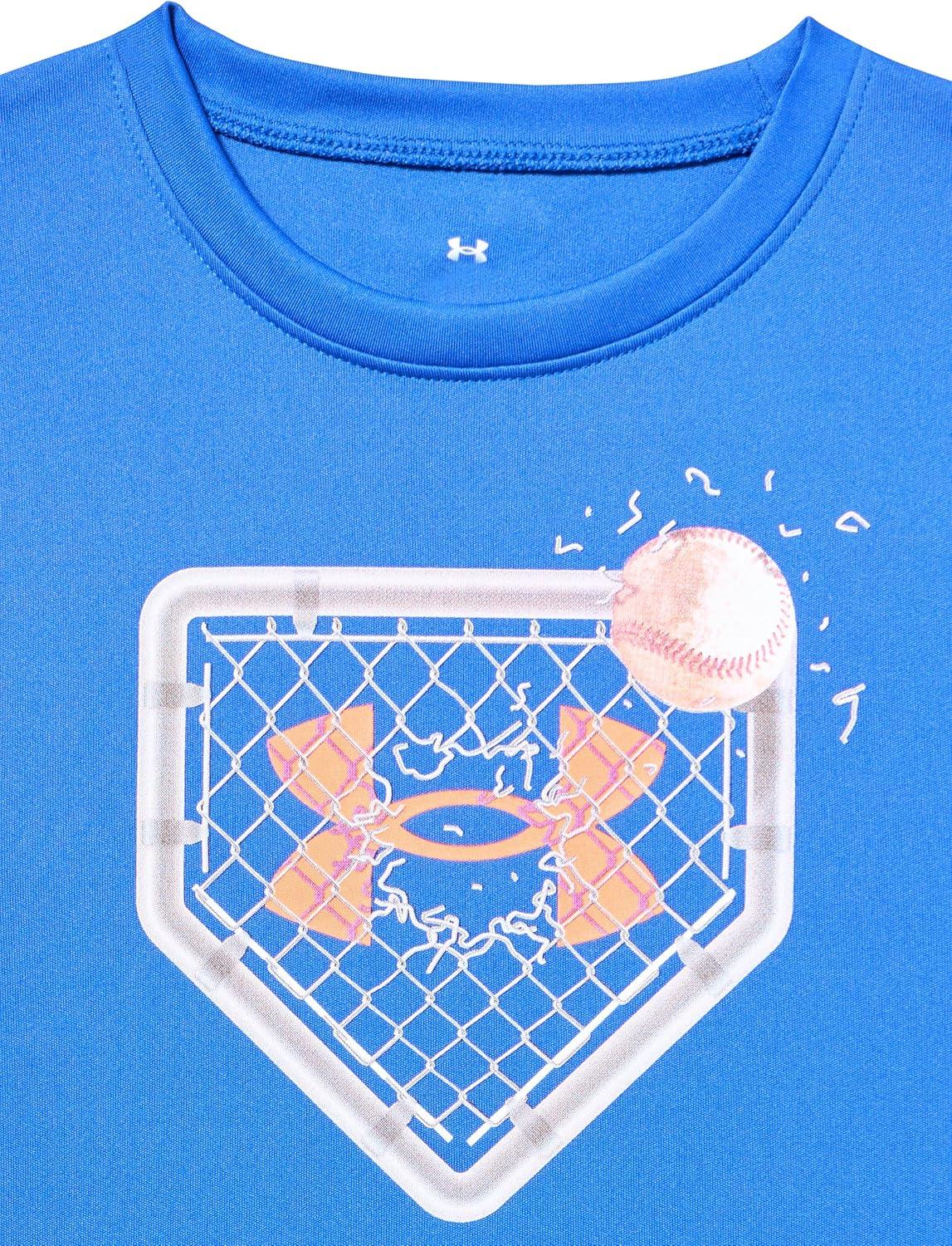 imageUnder Armour Boys Boys Short Sleeve Shirt Crewneck Lightweight and BreathableTeam Royal  Tech Baseball Fence Ss