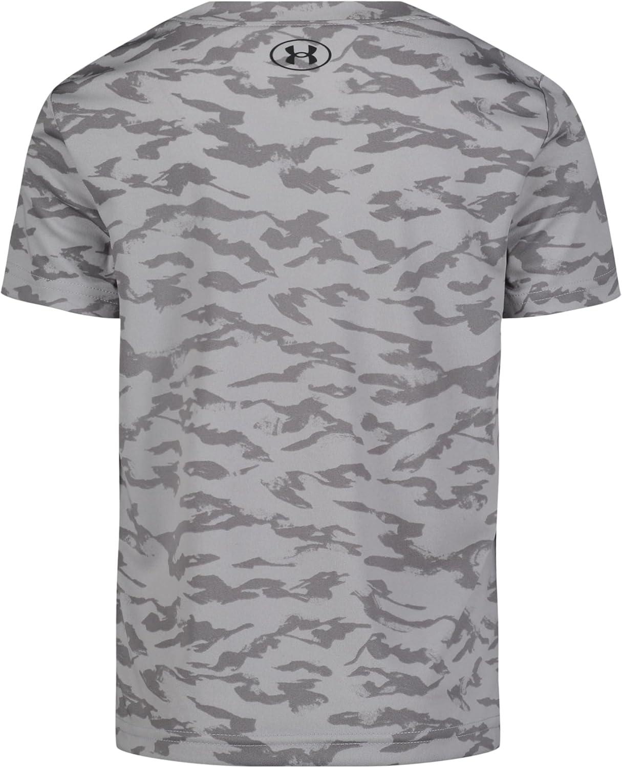 imageUnder Armour Boys Classic Core Logo TShirt Wordmark Print ampamp Baseball Designs Crew NeckAllover Camo  Mod Gray