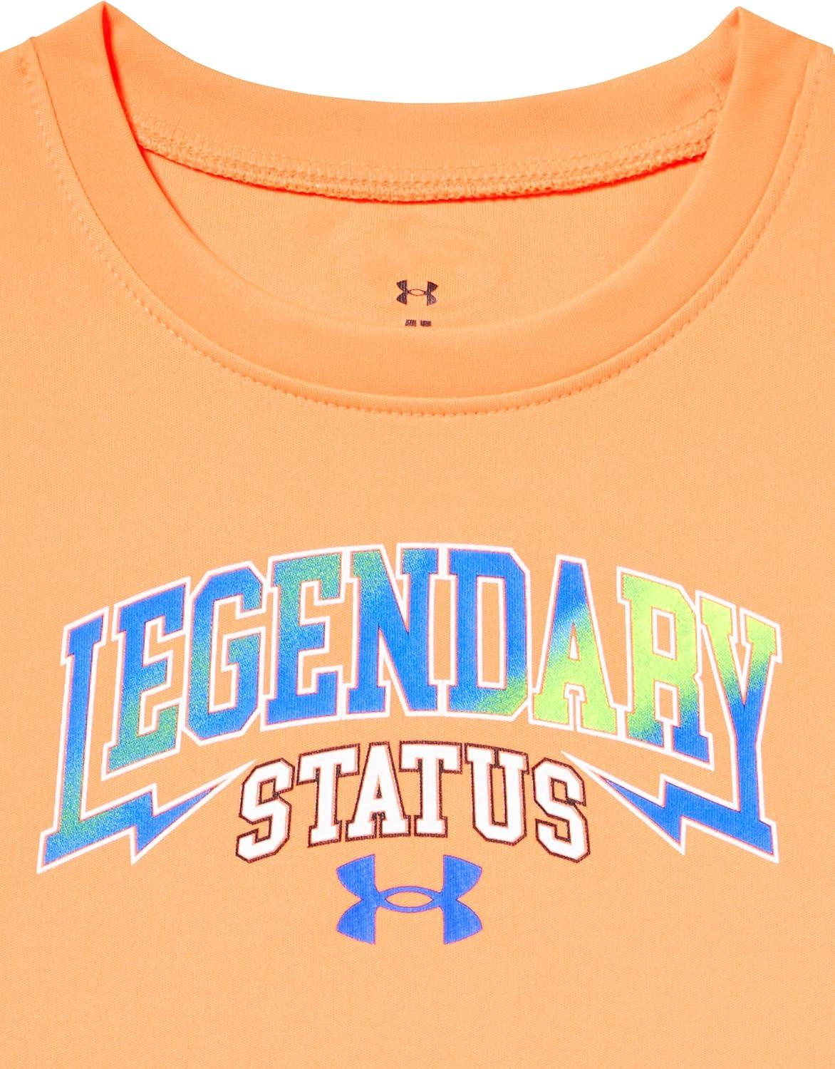 imageUnder Armour Boys Classic Core Logo TShirt Wordmark Print ampamp Baseball Designs Crew NeckBlaze Orange  Tech Legendary Ss