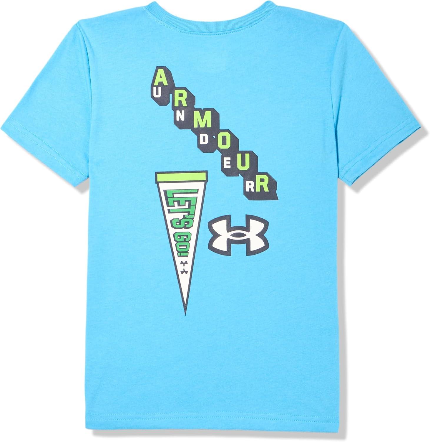 imageUnder Armour Boys Classic Core Logo TShirt Wordmark Print ampamp Baseball Designs Crew NeckEther Blue  Lets Go Ss