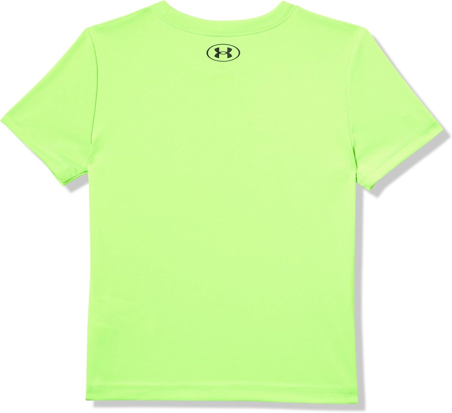 imageUnder Armour Boys Classic Core Logo TShirt Wordmark Print ampamp Baseball Designs Crew NeckHyper Green  Tech Logo Fill Ss